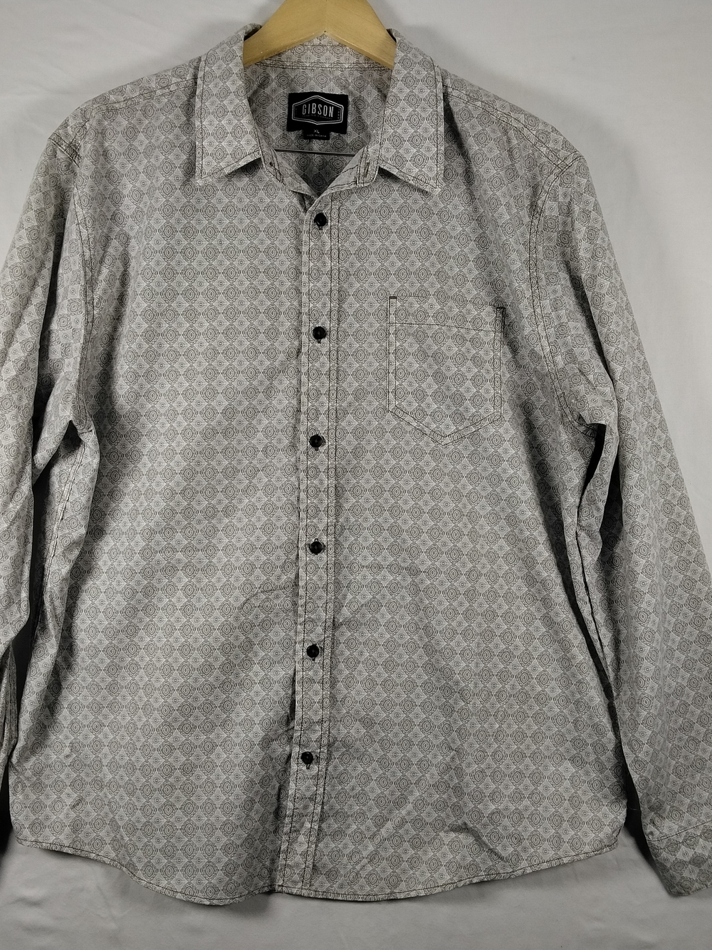 Gibson Trading Co Men’s Western Gray Patterned Long-Sleeve XL Shirt